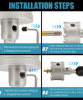 Installation steps for 20-Piece TCT Hole Saw Kit With Carbide Bits, using L-wrench and titanium pilot drills