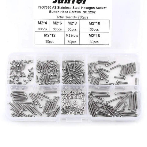 230 Piece M2 SS304 Stainless Steel Hex Socket Button Head Screws Repair Kit For Industrial Use And Home Projects Pro Grade Durable Corrosion Resistant Hardware Set