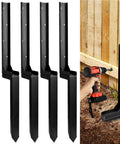 Rock Solid 4 Pack Fence Post Repair Kit With Rustproof Ground Spike Anchors for securing leaning posts during installation.