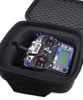 Open Grab And Go FPV Transmitter Bag For RC Controllers And Drones Carry Case with controller inside, showing padded interior.