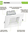 12 Pack 6 Inch LED Square Recessed Lights With Integrated Junction Box 3000K Warm White 15W 950LM Dimmable Canless Downlights With Baffle Trim Wet Location IC Rated Energy Star ETL Certified Sweet Value, featuring integrated J-box and baffle trim