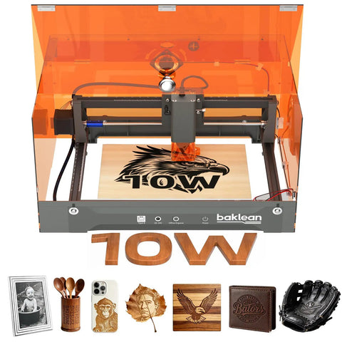 10W Desktop Laser Engraver With Full Safety Enclosure, Wireless App Control, And 0.01mm Precision for DIY projects, front view.