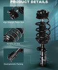 Front Pair Complete Strut Assemblies And Shock Absorbers For 2008 2009 2010 2011 2012 2013 2014 2015 Chrysler Town And Country And Dodge Grand Caravan Upgrade Ride Quality, showing high-strength piston rod and durable oil seal details.