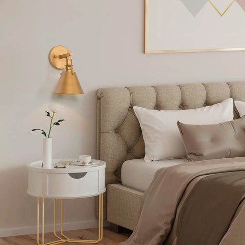 Gold Wall Sconce With Retro Chic Vintage Brass Finish Mid Century Modern Design Wall Mounted Light Fixture For Bedroom