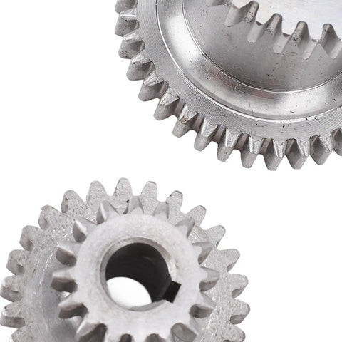 Heavy Duty Drop In Steel Duplicate Gear Set For Mini Lathes showing two gears, 45mm T37T27 and 25mm T26T16, for high low transmission.