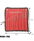 Premium 9-Piece Steel Round Head Punch Set For Guns with Multi Size Grip Roll Pins And Hollow End Starter Chisels To Disassemble Fast Safe Tool Kit red roll pin pouch