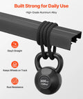 Bypass Sliding Door Hardware Kit With 6 Ft Aluminum Dual Track System For Closet Doors 36 In Wide shown with hanging weights demonstrating strength.