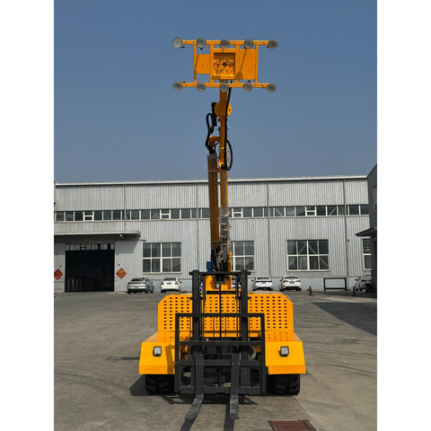 Heavy Duty 1000Kg Glass Suction Lifter With Adjustable Hydraulic Vacuum Cart For Seamless Curtain Wall Installation shown from rear view.