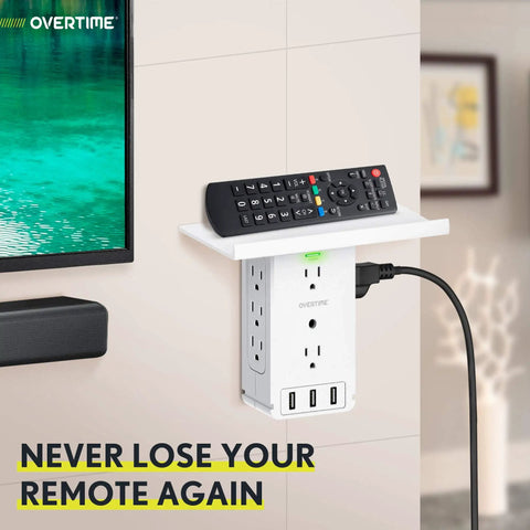 8 Outlet Wall Charging Station With 3 USB Ports And Built In Cable Organizer Shelf 4 Pack Plug In No Tools Needed on wall