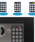 Digital Security Safe Box With Electronic Lock And Key Access showing keypad indicators for password and battery status.
