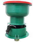 No Sweat Heavy Duty 40L Vibration Polishing Machine For Metal Hardware Parts Quick Deburring And Chamfering Tool, green drum with red top.