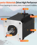 YEJMKJ NEMA 17 bipolar 2-phase stepper motor, 60mm frame, silver front plate, protruding shaft