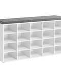 Open Storage Shoe Bench With Padded Seat And 20 Compartments, Durable Entryway Organizer, Cloud White Dove Gray, 12x47.2x24.7 in