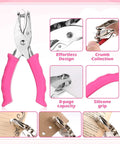 Dual Size Circle Hole Punch with one quarter inch and one eighth inch holes for paper crafts and scrapbooking, pink soft grip