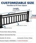 Heavy Duty Galvanized Steel Balcony Railing Extension Kit Rock Solid Fence Height Extender detailed dimensions and materials.