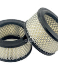 Two compressor intake filter elements with galvanized steel mesh for industrial compressors, 2.3 inch tall, 4.375 inch OD.