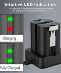 Heavy Duty Rechargeable Battery For Ring Doorbell Camera 2 Pack 7200mAh with LED indicators showing charging status.