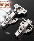 Premium Concealed No Sweat Easy Setup Soft Close Kitchen Cabinet Hinges For American Face Frame Doors visible from top on a reflective surface.
