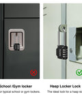 Two Pack 2.6 Inch Long Shackle 4 Digit Outdoor Waterproof Padlock shown on hasp and school gym locker