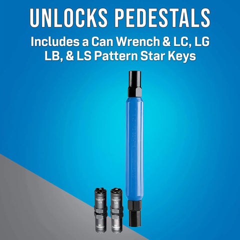 SSK-876 Star Key Can Wrench Kit With LC LG LB LS Pattern Keys For Outdoor Pedestals, Includes Two 7/16 Inch Deep Hex Sockets