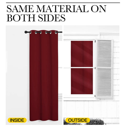 Burgundy Red Blackout Drapes Set Of 2 Ready Made Light Blocking Privacy Curtains 42 Inches By 95 Inches For Christmas Window Decor