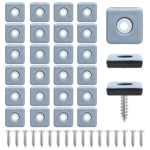 24 Pack Screw On Furniture Sliders For Heavy Gear 1 Inch Square Floor Glides Protect Carpet And Hardwood with stainless screws.