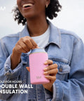 Keepin Your Slim Cans Chill With This Sleek Beige Vacuum Insulated Sleeve That Holds Energy Drinks And Hard Seltzer Without Any Condensation Or Drip To Keep Your Fizz Looking Fresh And Sweet All Day Long.