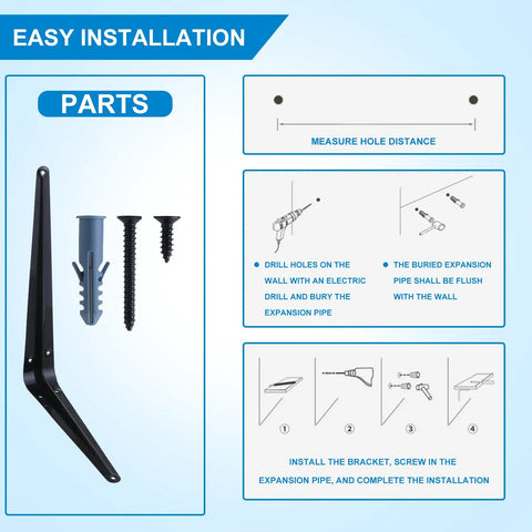 Installation guide for 10 Pack Heavy Duty 12 Inch Shelf Brackets Set for Wall Mounting L Shaped Metal Brackets for Floating Shelves, Stainless Steel