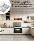 Modern kitchen with Ultra Thin Magnetic Cabinet Door Magnets 20 Pack With Double Sided Tape installed on various cabinets.