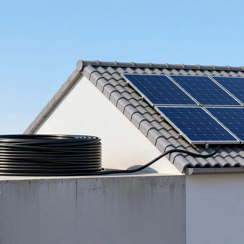 Beefy Heavy Duty Solar Panel Extension Cable Kit 100 Ft Black and 100 Ft Red, 10 AWG 6 Square Millimeter PV on rooftop