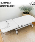OmySalon Pro Electric Lift Massage Table With Dual Motors For Facial Beauty Salon Spa Therapy dimensions shown from above.