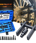 10 Piece Motorcycle Blind Bearing Puller Kit With Inner Bearing Extractor Collets 8mm To 25mm shown with carry case and bearings