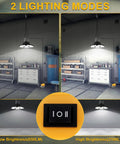 Cordless LED Work Light With 20V Battery Compatibility, 65W 6500LM Flood And Pendant Light in garage with brightness modes