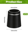 Close-up of single black golf ferrule with silver ring, showing product dimensions, from 12 Pack Black Golf Ferrules For Irons 0.355 Inch Ferrule Tips With Silver Ring Sleeve Adapter Durable Plastic Shaft Ferrule Set Easy Install Universal Fit For All Iron Shafts And Clubs