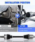 Dodge Front Left And Right CV Axle Shaft Set For AWD Charger Challenger Magnum And Chrysler 300 2005 Through 2020 Replacement Two Piece CV Joint Shaft Assembly installation view