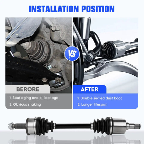 Dodge Front Left And Right CV Axle Shaft Set For AWD Charger Challenger Magnum And Chrysler 300 2005 Through 2020 Replacement Two Piece CV Joint Shaft Assembly installation view