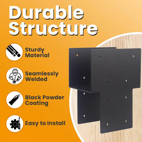 Heavy Duty 4x4 Post Cap Tie Brackets For Wood Posts To Beams Black Steel Connectors Real 3.5x3.5 Size Weatherproof Powder Coated Finish Tough As Nails Ideal For Gazebo Deck And Patio Post To Beam Support