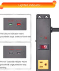 Beefy 10 Outlet Long Power Strip With 1000 Joule Surge Protector indicator lights for grounded protection status