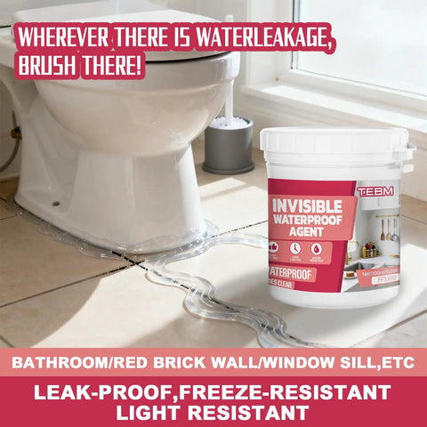 Crystal Clear Waterproof Sealant, Invisible Leak Fixes That Stand Their Ground, Heat And Cold Resistant Formula, 500 Gram Tube With Handy Brush For Roof Walls And Bathroom Patching near toilet, showing clear waterproof agent.