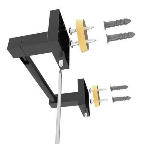 Matte Black Double Post Pivoting Toilet Paper Holder Wall Mount Modern Square Roll Holder installation components