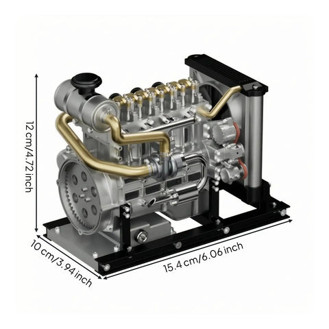 Engine Model Mechanical Assembly Kit For Classrooms And DIY Projects With Alloy Build And Visible Inner Components For Hands-On Teaching Desktop Display And Technical Reference, 15.4cm x 10cm x 12cm
