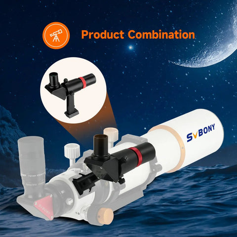 Right Angle Finder Scope 6x30mm With Correct Image Optics 120mm Focal Length High Light Gathering For Telescopes Crosshair Reticle For Easy Targeting Pro Grade Stargazing Accessory mounted on telescope
