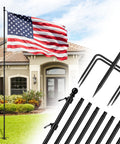 10 Ft In Ground Flag Pole Kit With Five Prongs Base, Heavy Duty Rust Resistant Steel, Home Display, Without Flag, Outdoor Use