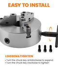 Eight Inch Three Jaw Lathe Chuck Self Centering Hardened Steel with T Key and Bolts for Metal Lathe Installation Guide