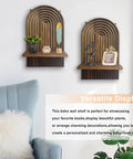 Set Of Two Boho Floating Wall Shelves For Cool Room Vibes And Rustic Display Space Featuring Dead Easy Mounting And Premium Solid Craftsmanship To Truly Level Up Your Decor Game with decorative items.