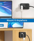 2 Pack 6 Outlet Power Strip With Four USB Ports And Flat Plug Five Foot Extension Cord Overload Protection Wall Mountable