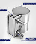 Heavy Duty 3 Inch Exhaust Clamp Kit Fits 3 Inch Od To 3 Inch Id Pipes Lap Joint Band Clamp Stainless Steel 304 for mufflers.