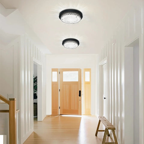 LED Ceiling Light Crystal Chandelier Dimmable Flush Mount With Modern Crystal Raindrop Pendant Lamp ETL Listed illuminated hallway