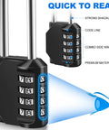 4 Digit Combination Padlock For School And Gym Lockers No Key Needed Long Shackle Resettable 10 Pack Black Durable Metal Security Lock
