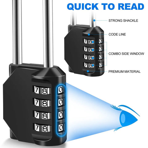 4 Digit Combination Padlock For School And Gym Lockers No Key Needed Long Shackle Resettable 10 Pack Black Durable Metal Security Lock